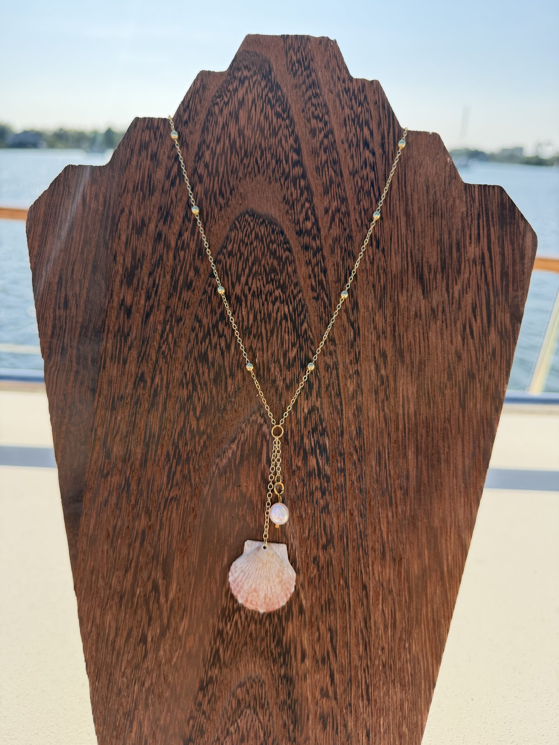 Petite Scallop Shell and Freshwater Pearl Necklace - Image 2