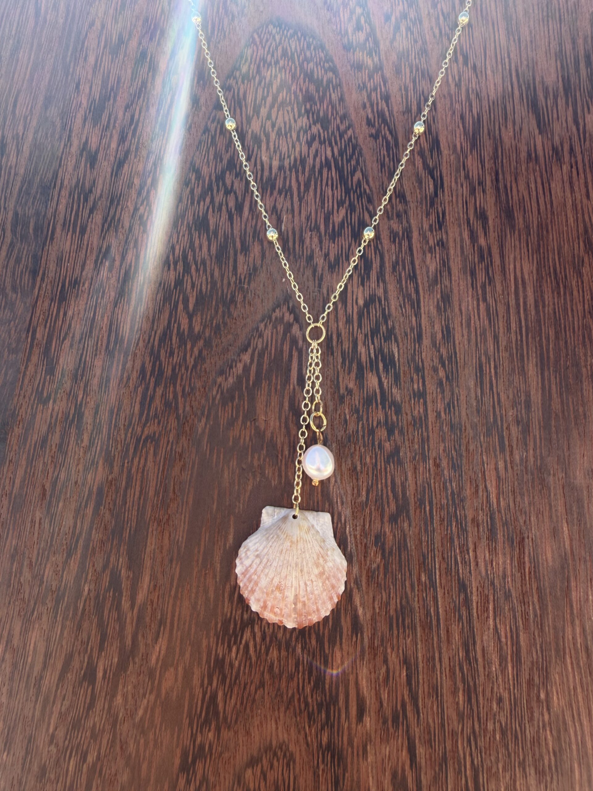 Petite Scallop Shell and Freshwater Pearl Necklace - Image 3