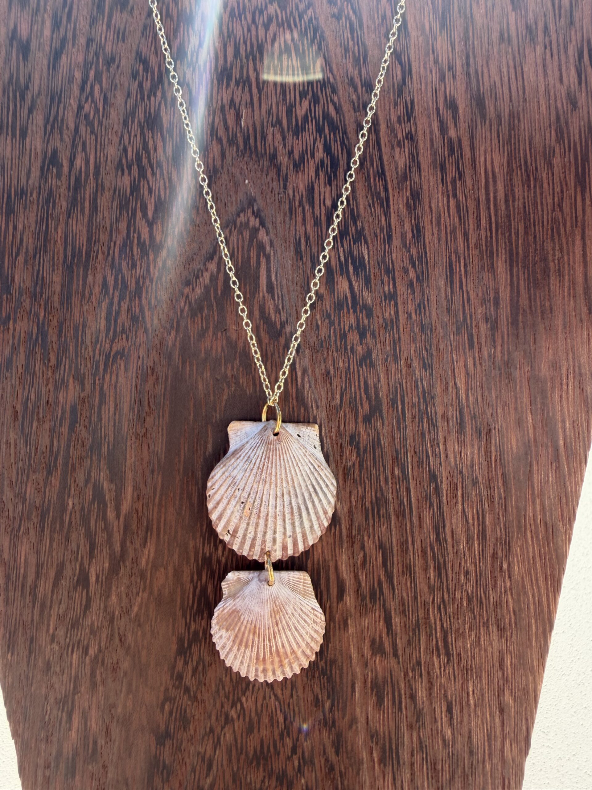 Double Scallop Shell Necklace - Image 2