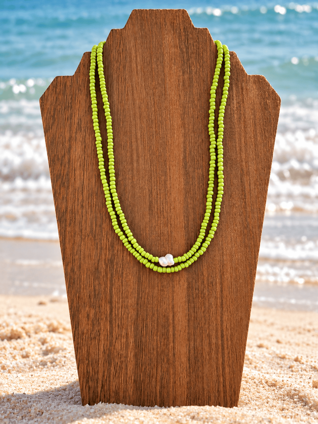 Key Lime Pearl Wrap Necklace